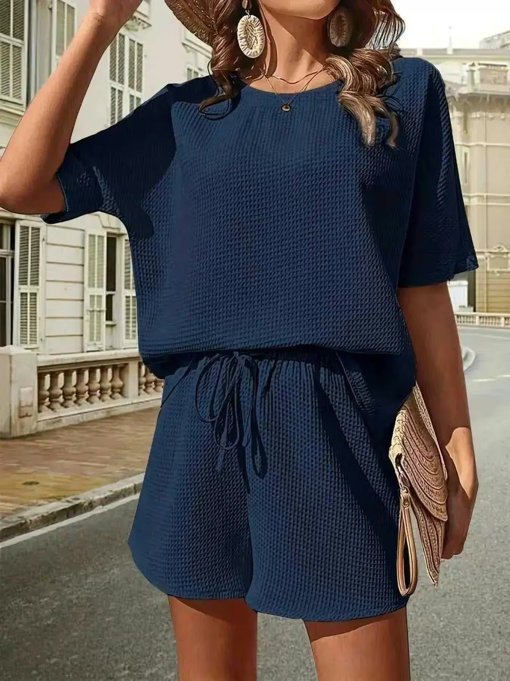 2 Piece Sets Outfit Solid Color Casual Loose Short - Additional View 27