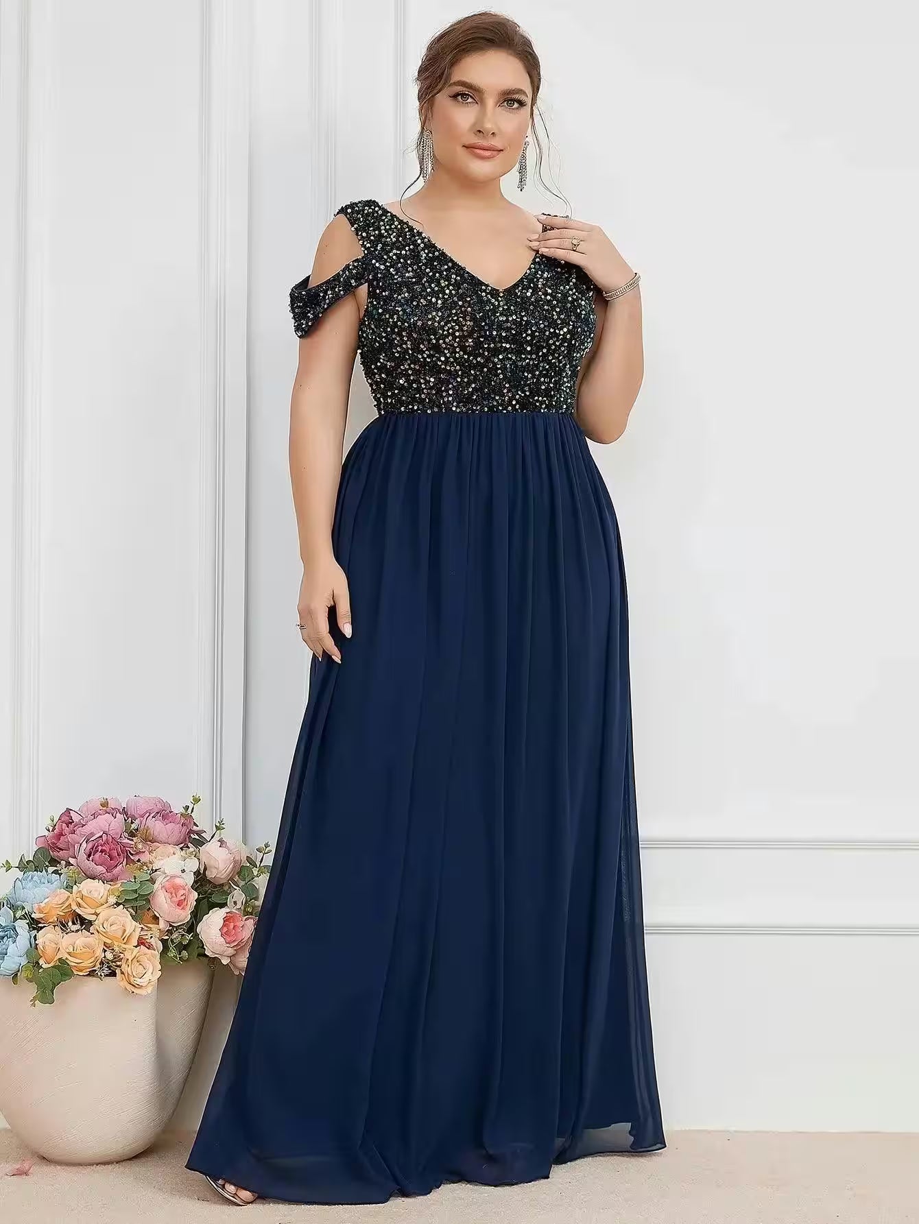Chiffon Formal Evening Party Sparkle Dress - Additional View 6