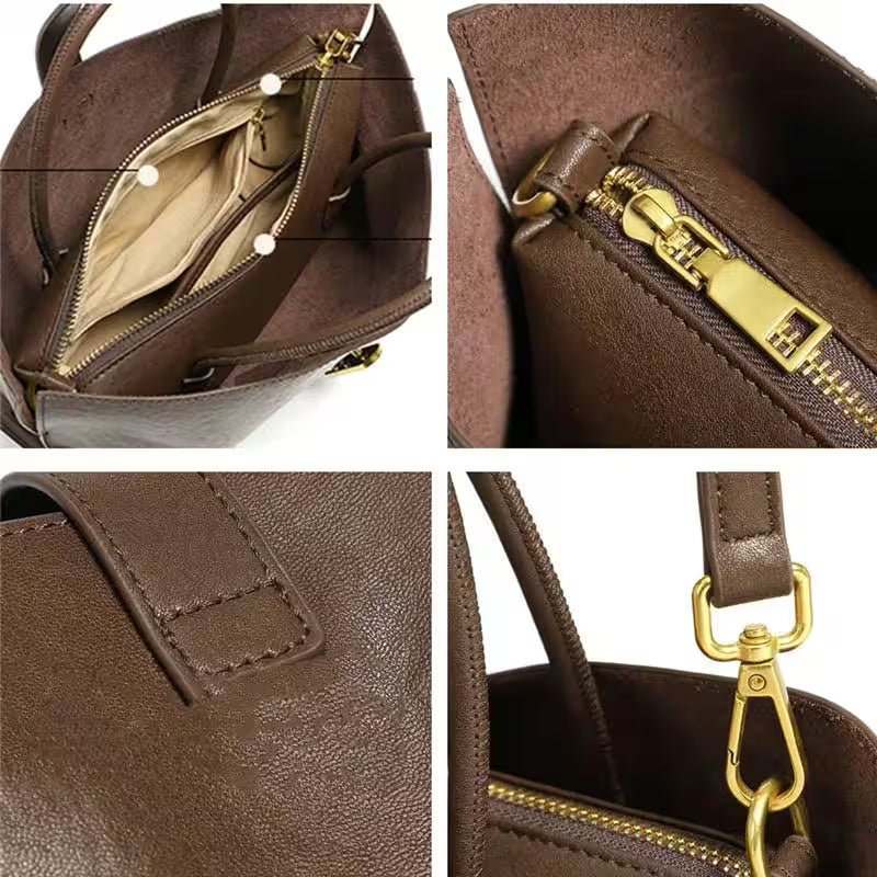 Toptrends Vintage Genuine Leather Shoulder Bags - Additional View 6