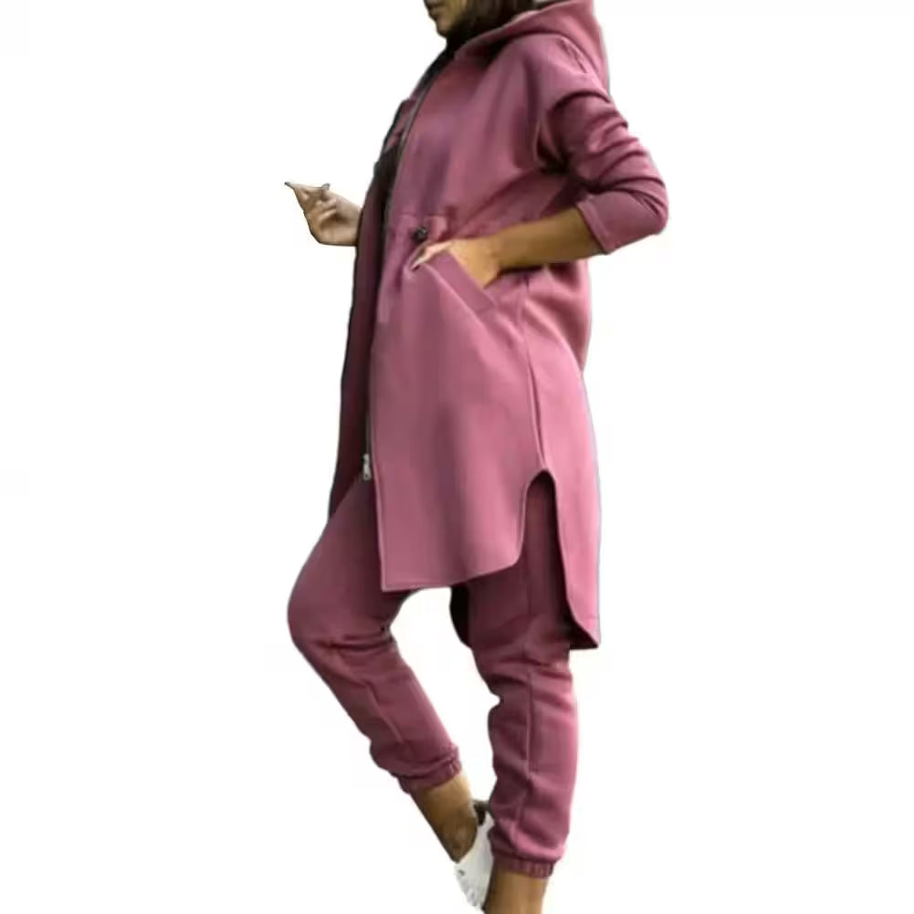 Pants Set Tracksuit Zipper Hooded Coat - Additional View 9