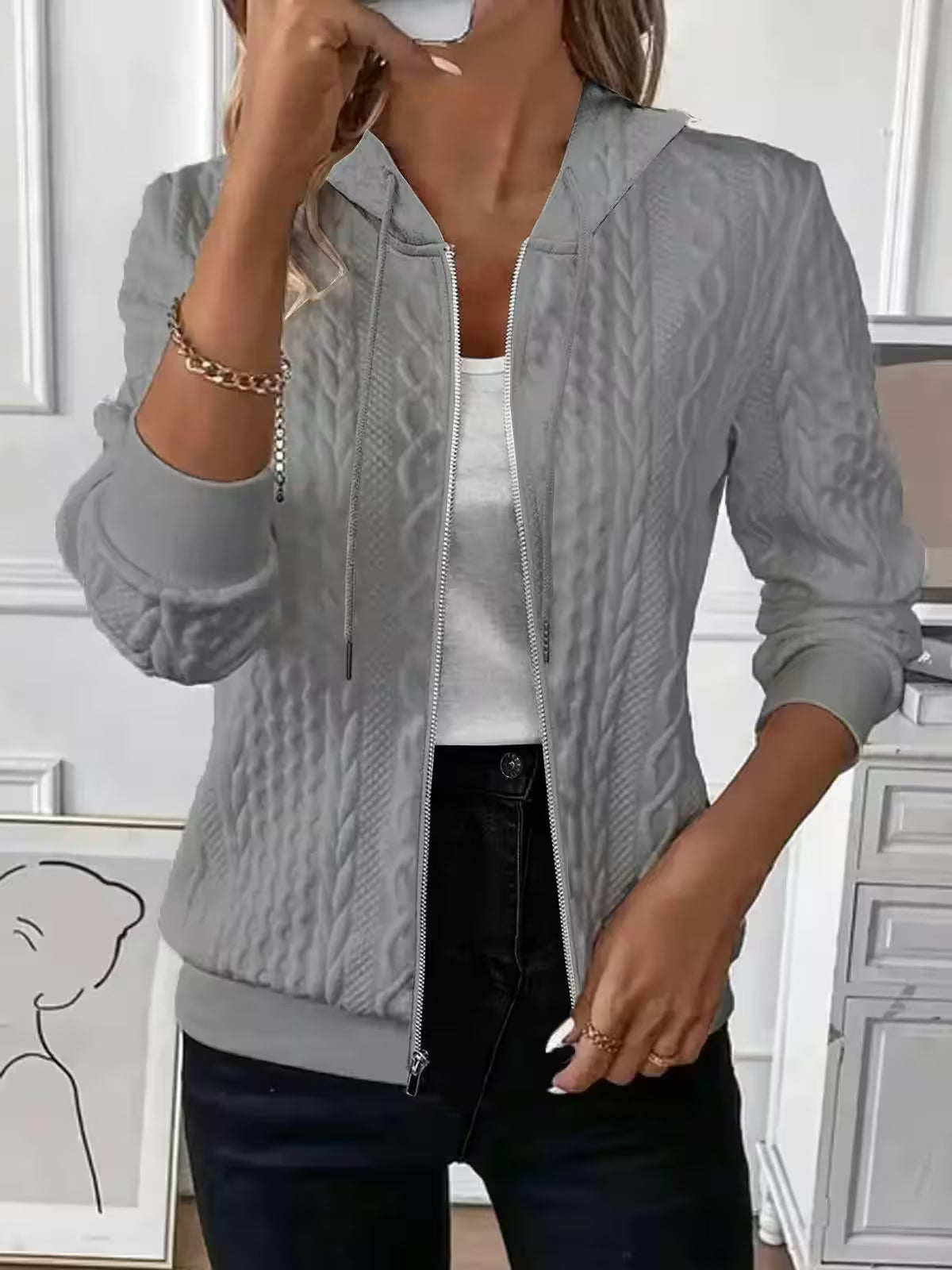 Long Sleeve Zipper Coat Autumn Winter - Additional View 5