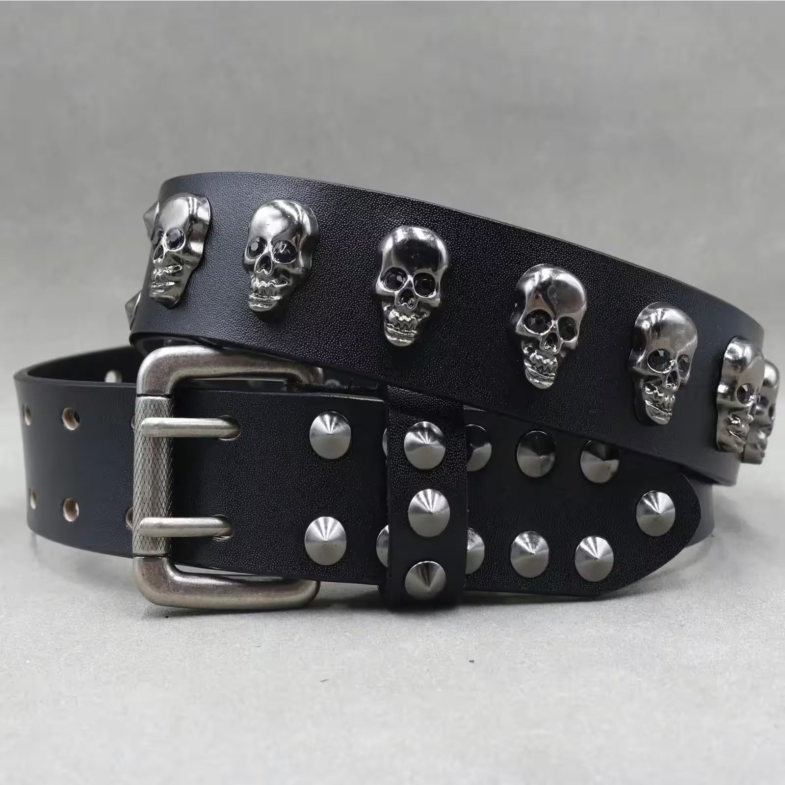 Nice Rivet Genuine Leather Belt Goth Style - Additional View 11