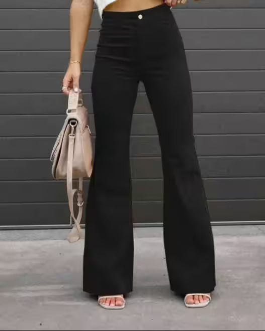 Casual Trousers Autumn Winter Solid High-waist Flare - Additional View 8