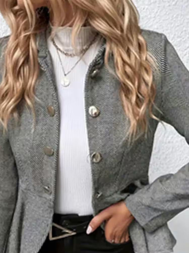 Plus Size Casual Coat Plus Chevron Print Long Sleeve - Additional View 5