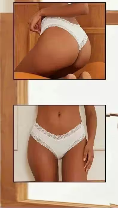 3PCS Lace Seamless Cotton Panties Ribbed Brazilian - Additional View 44