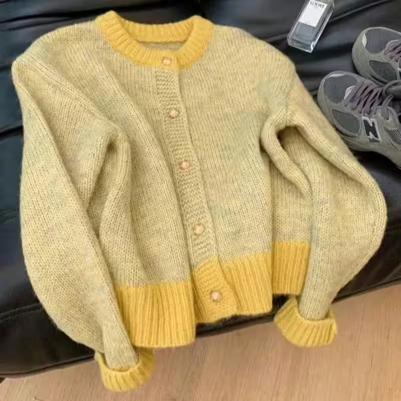 Cardigan Long Sleeve Patchwork Knitted - Women's Fashion - View 5
