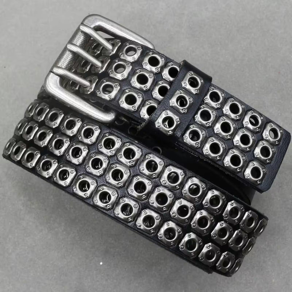 Nice Rivet Genuine Leather Belt Goth Style - Additional View 35