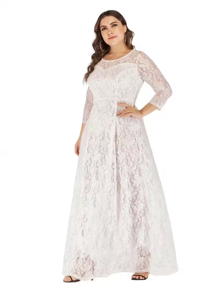 Plus Size Elegant Lace Dress - Additional View 5
