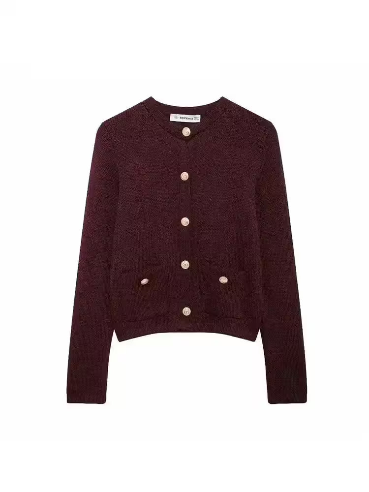 Women's Cardigan in Red - Detail View