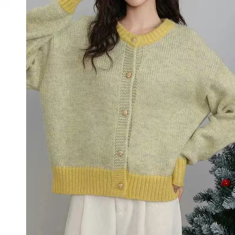 Cardigan Long Sleeve Patchwork Knitted - Women's Fashion - View 8