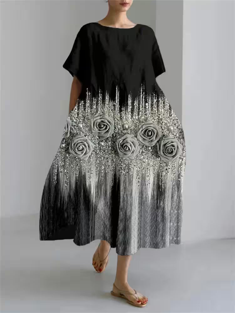 Flower 3D Printed Round Dress - Women's Fashion - View 8