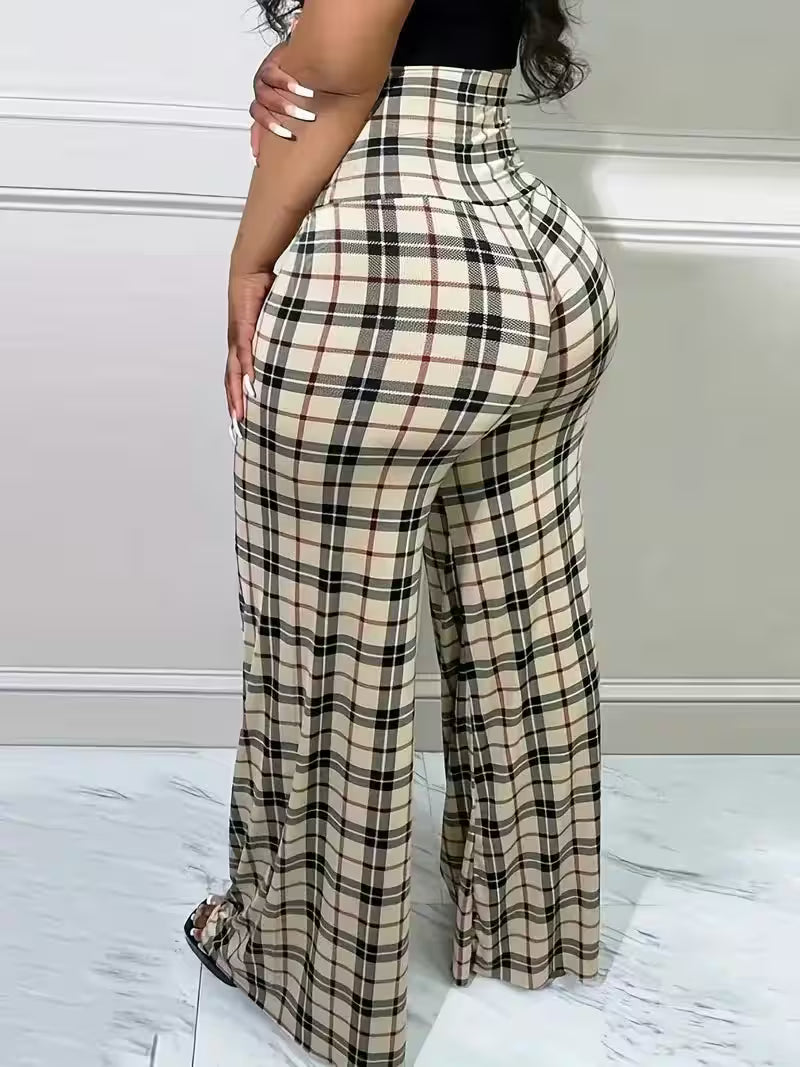 Plaid Wide Leg Pants  High Waist Casual Spring - Additional View 2