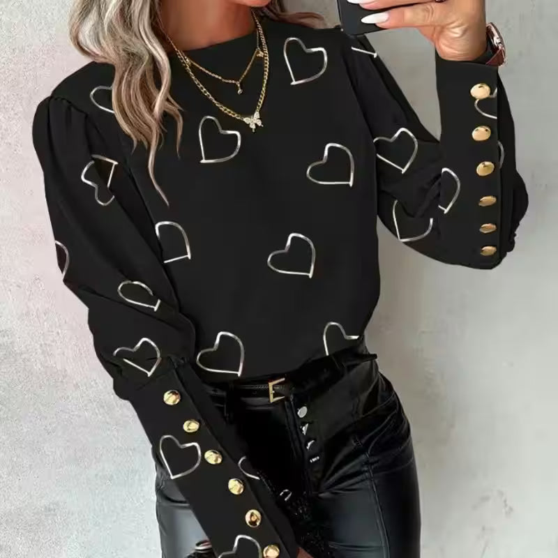 Tops - Shirt Long Sleeve Round Neck Button Down