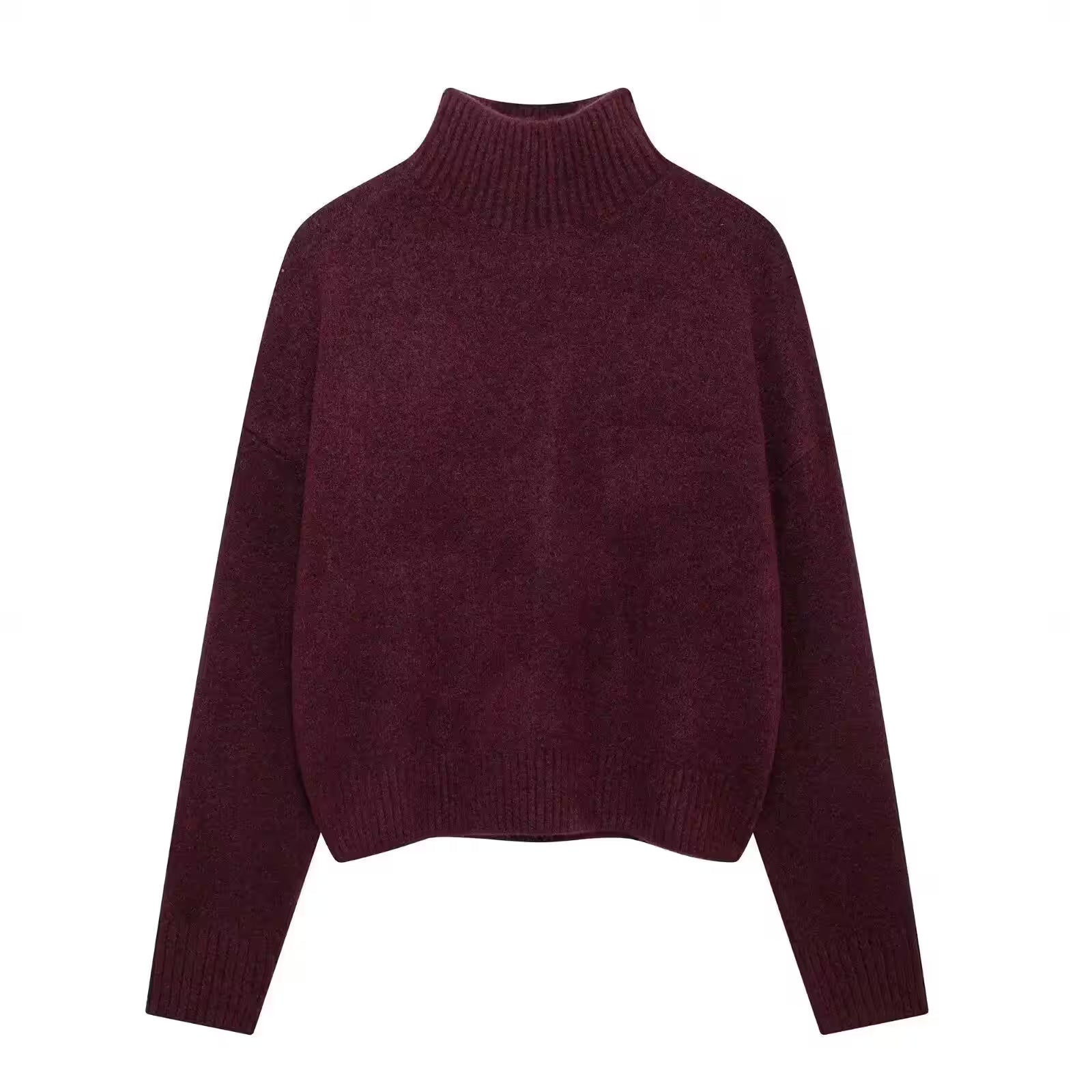 Vintage Burgundy Turtleneck Sweater Casual - Women's Fashion - View 5