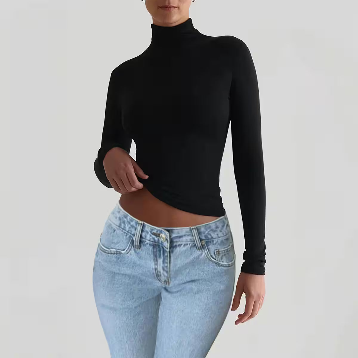 Long Sleeve Tops Lady's Bottoming Shirt Clothing - Additional View 4
