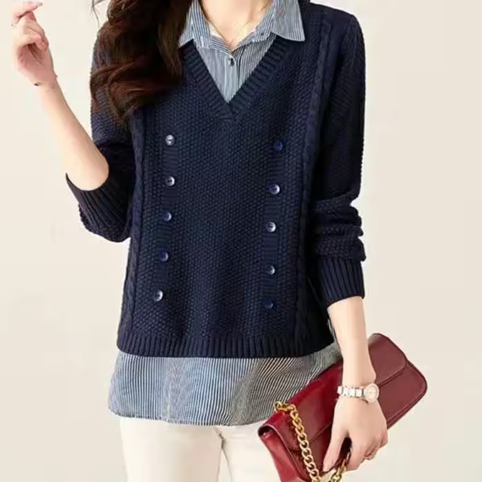 Sweater Classic polo collar Casual - Women's Fashion - View 3