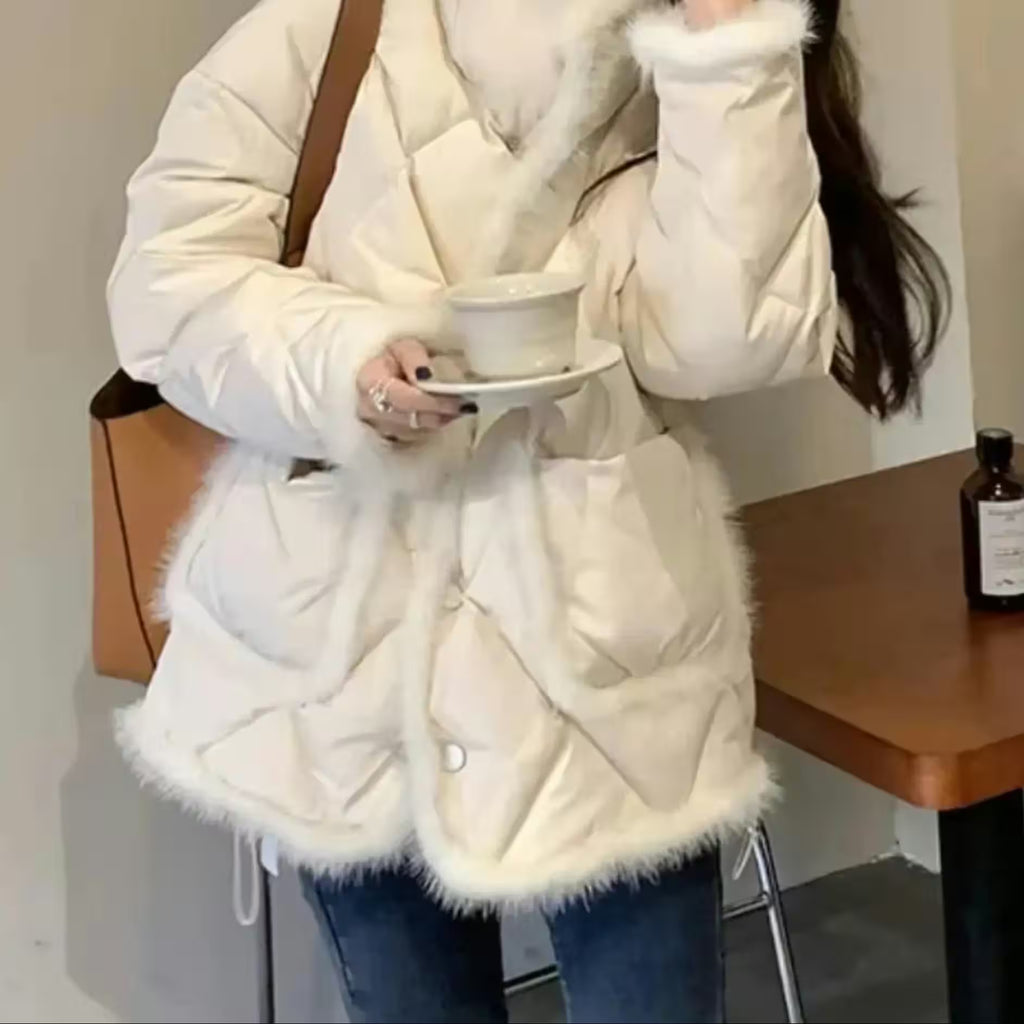 Winter Stitching Mink Wool Cotton Jacket - Additional View 3