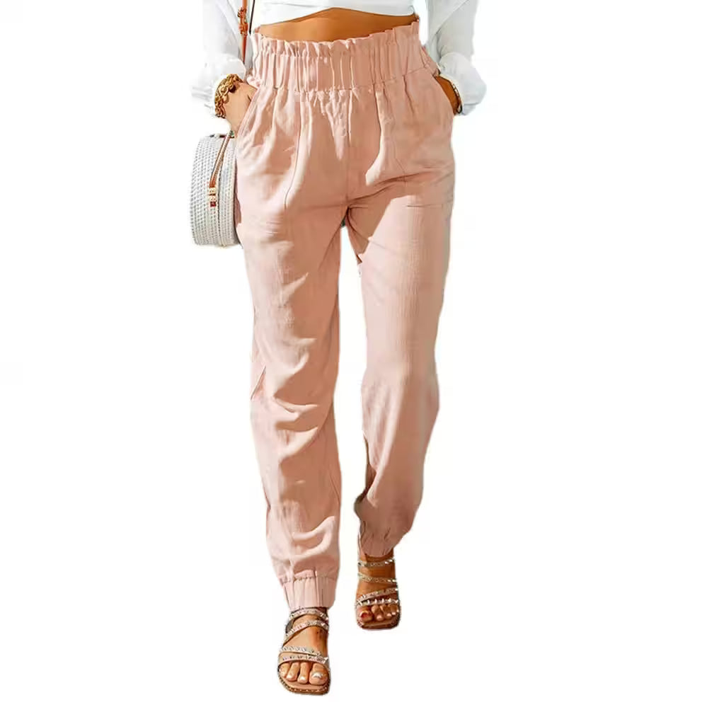 Ruffled Elastic Waistband High Waisted Pants - Additional View 6