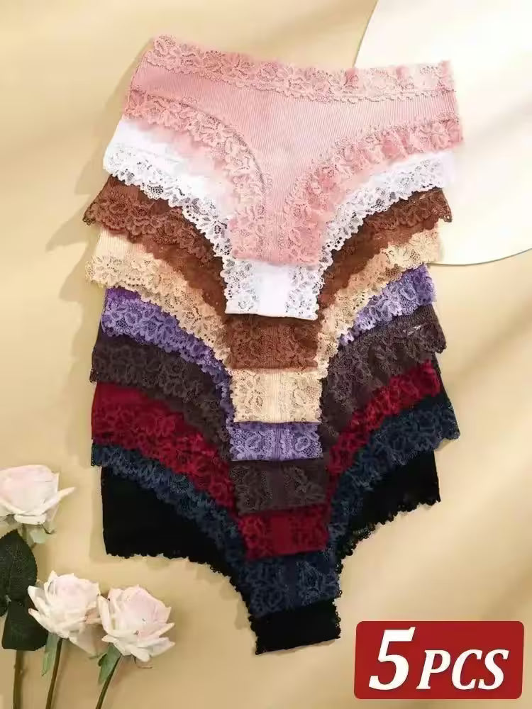 Jewelry - 5Pcs/set Cotton Panties Floral Lace Intimate Underwear Trendy
