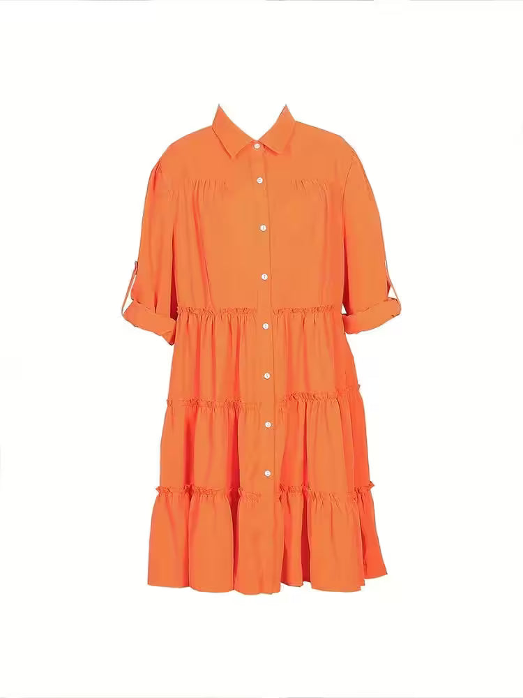 Plus Size Spring Loose Casual Button Dress - Additional View 8