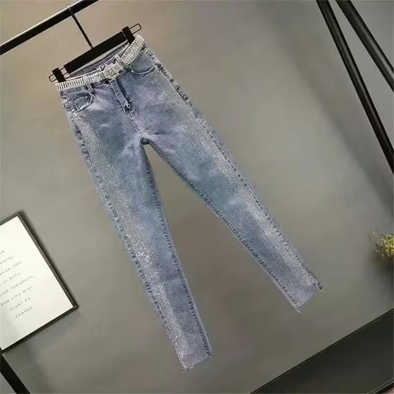 Jeans Streetwear Diamonds High Waisted Casual - Additional View 2