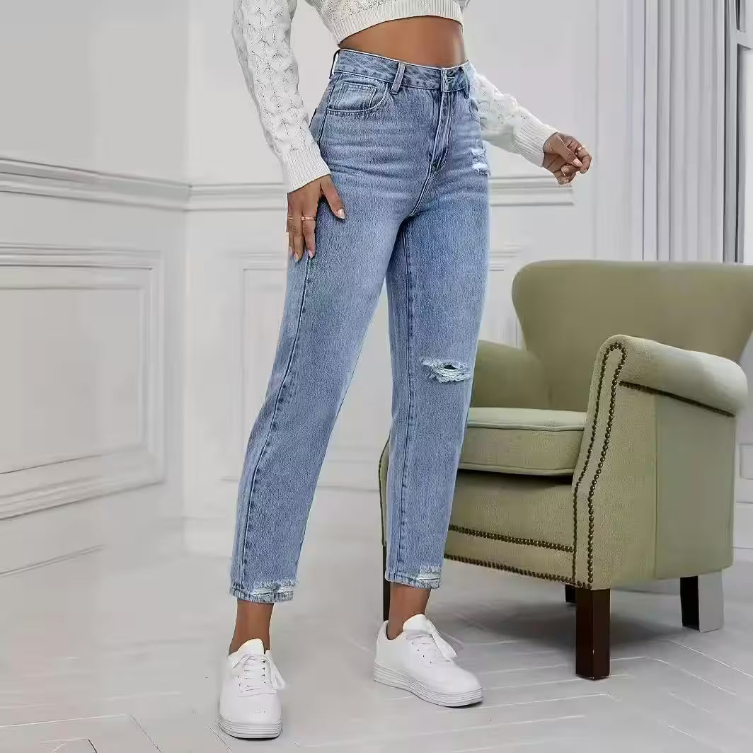 Casual Washed Ripped Jeans Spring - Additional View 5