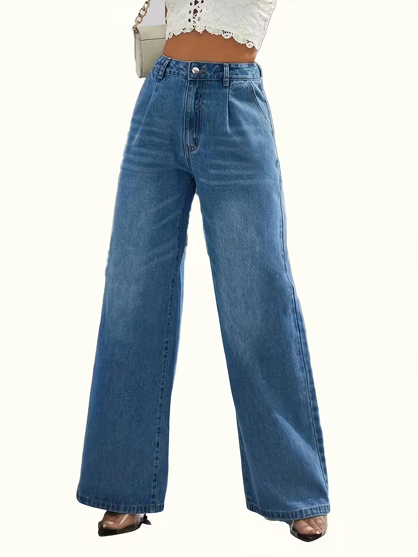 Style light blue jeans straight pants casual - Additional View 2
