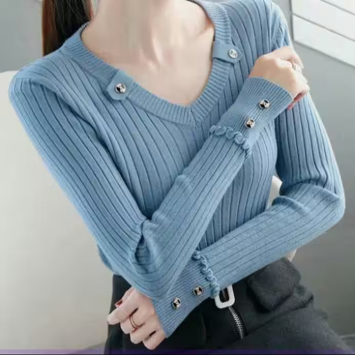 Slim-Fit Knit Long Sleeve Tops - Additional View 4