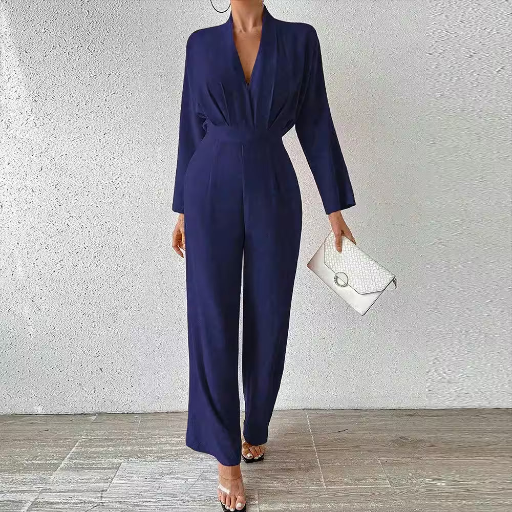 Jumpsuits Long Sleeve V-Neck Ankle Office Lady - Additional View 4